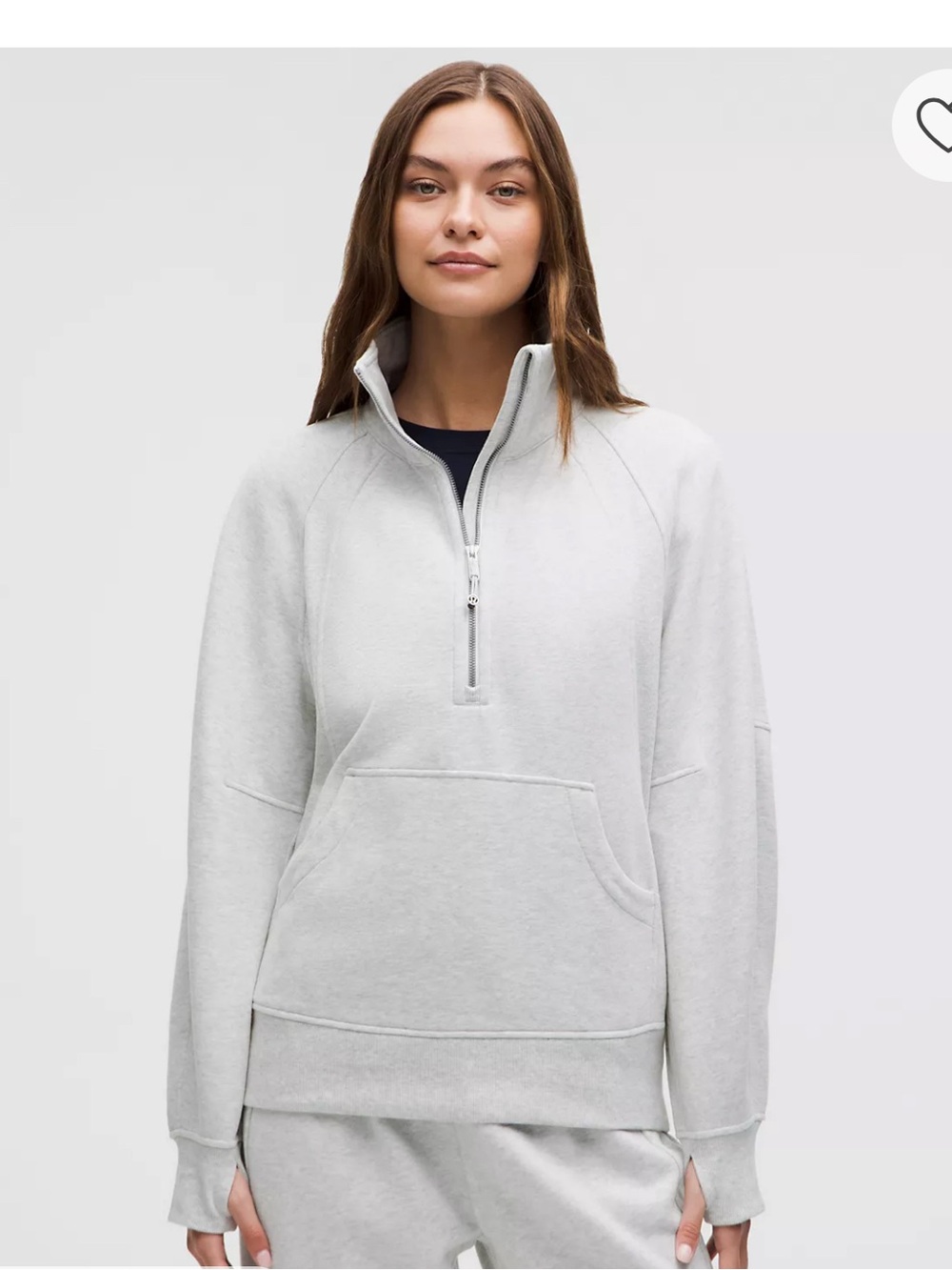 Lululemon Oversized Scuba Light Gray Quarter-Zip Pullover Sweatshirt for Women